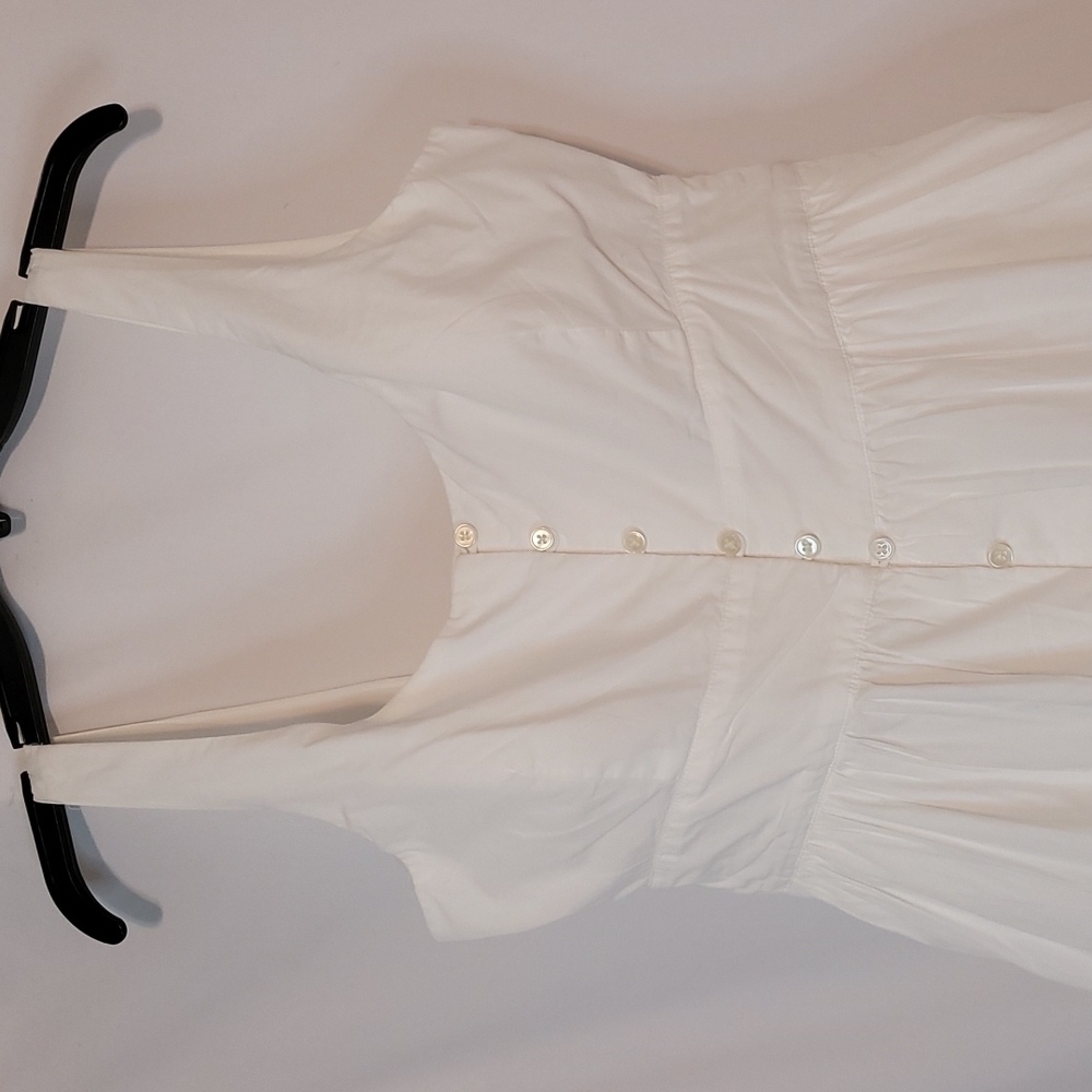 J Crew Women's White Button Front Cotton Popplin Dress - Picture 7 of 12